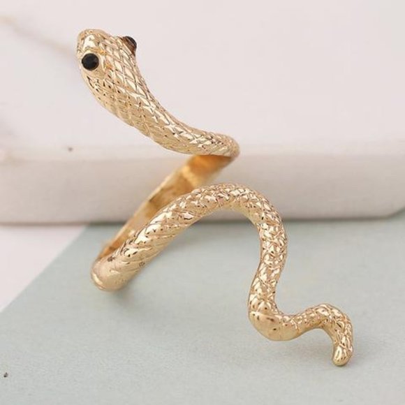 Adjustable Gold Snake Ring Boho Style - Picture 3 of 4